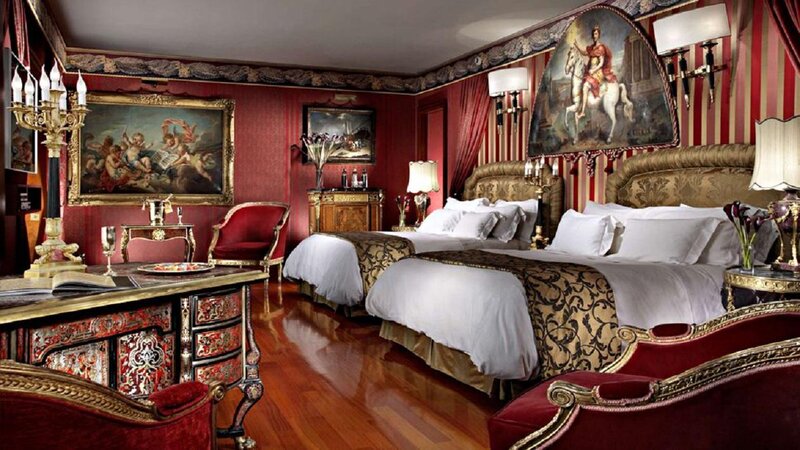 Luxury Hotel Room — Red, Opulent, Photograph
