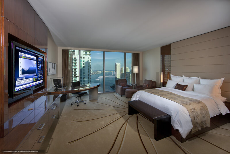 Luxury hotel room with city view