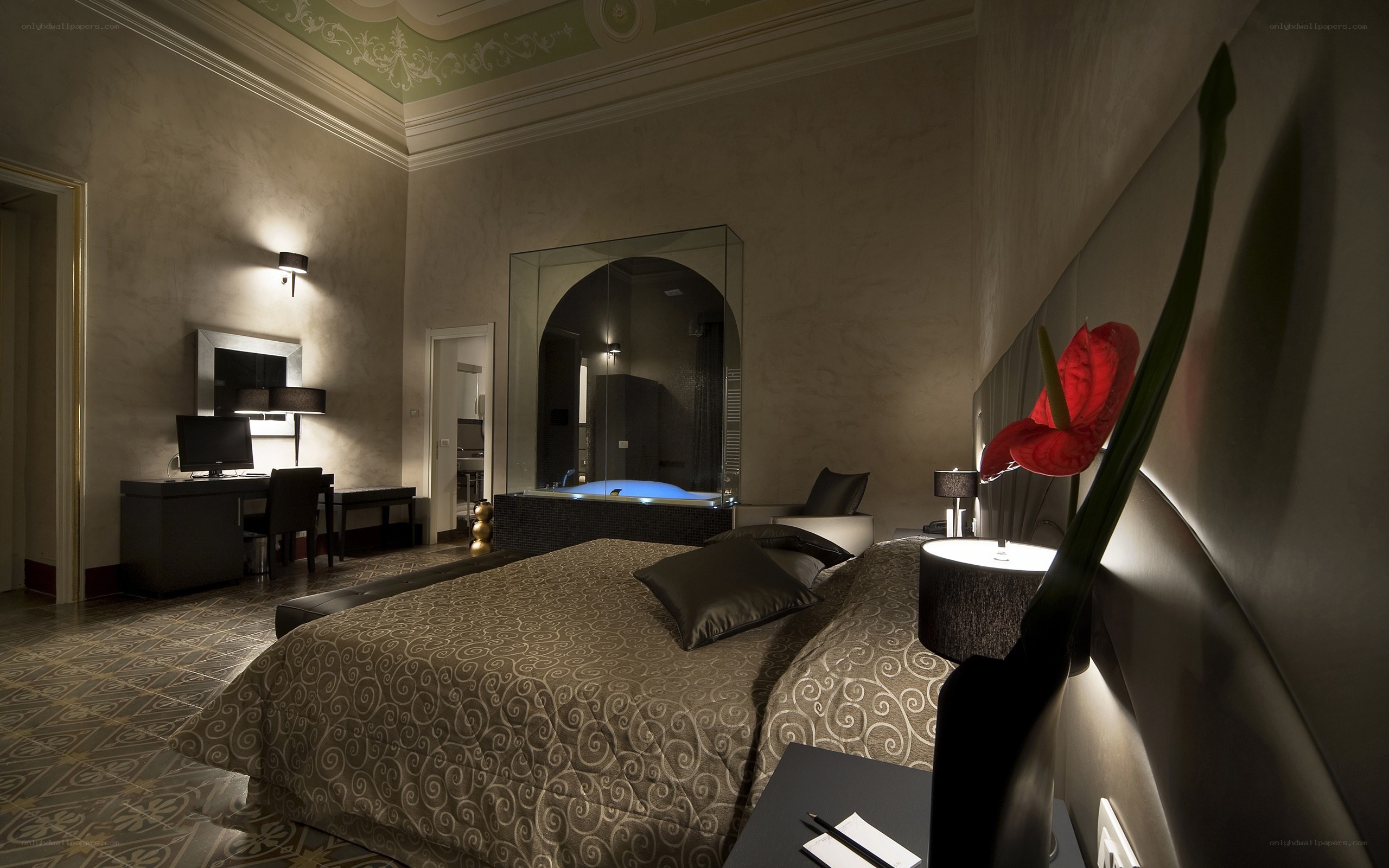 Luxury hotel room with jacuzzi