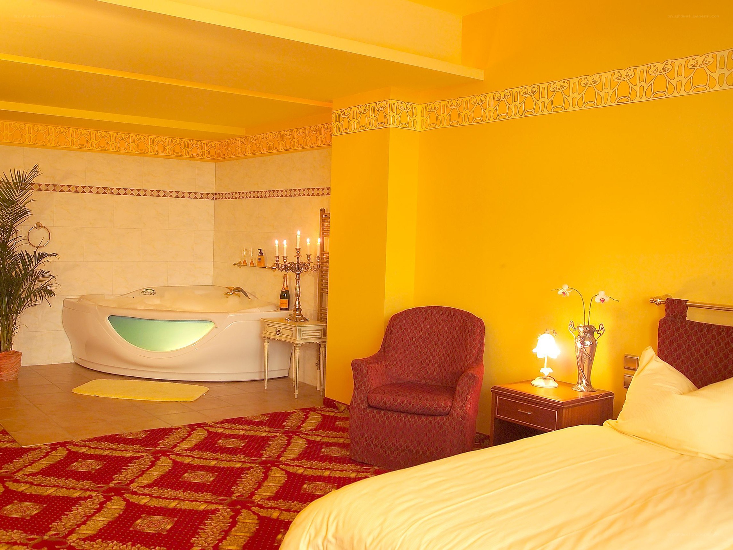 Luxury hotel room with jacuzzi