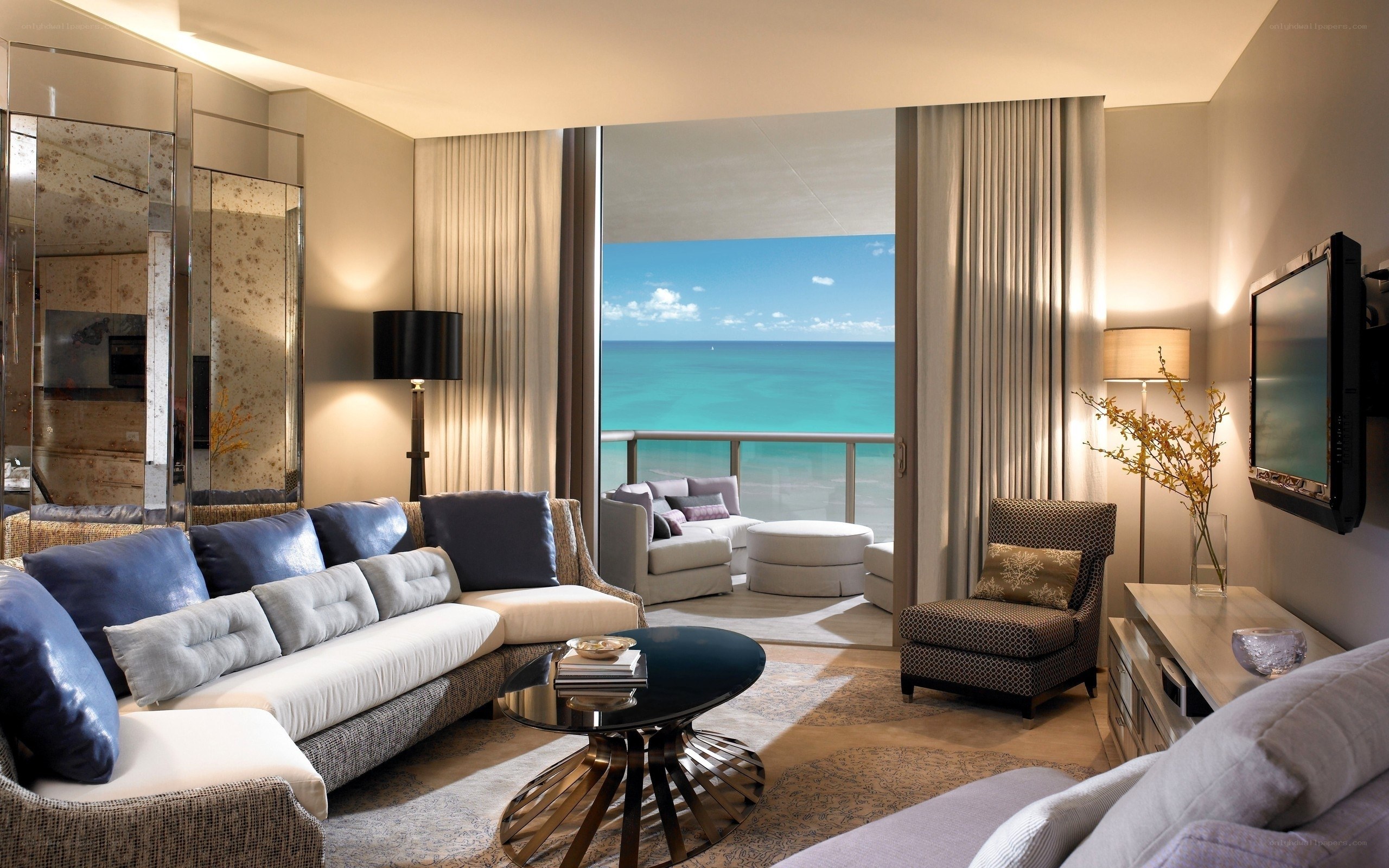 Luxury hotel room with ocean view