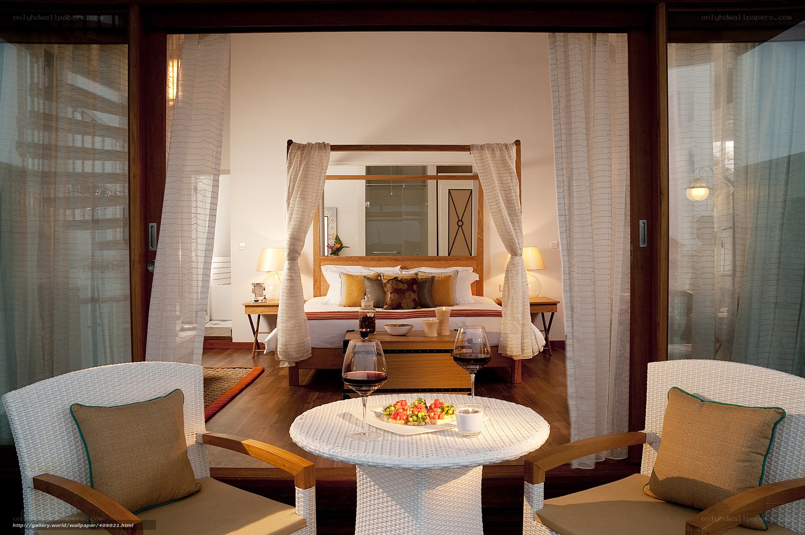 Luxury hotel room with outdoor seating