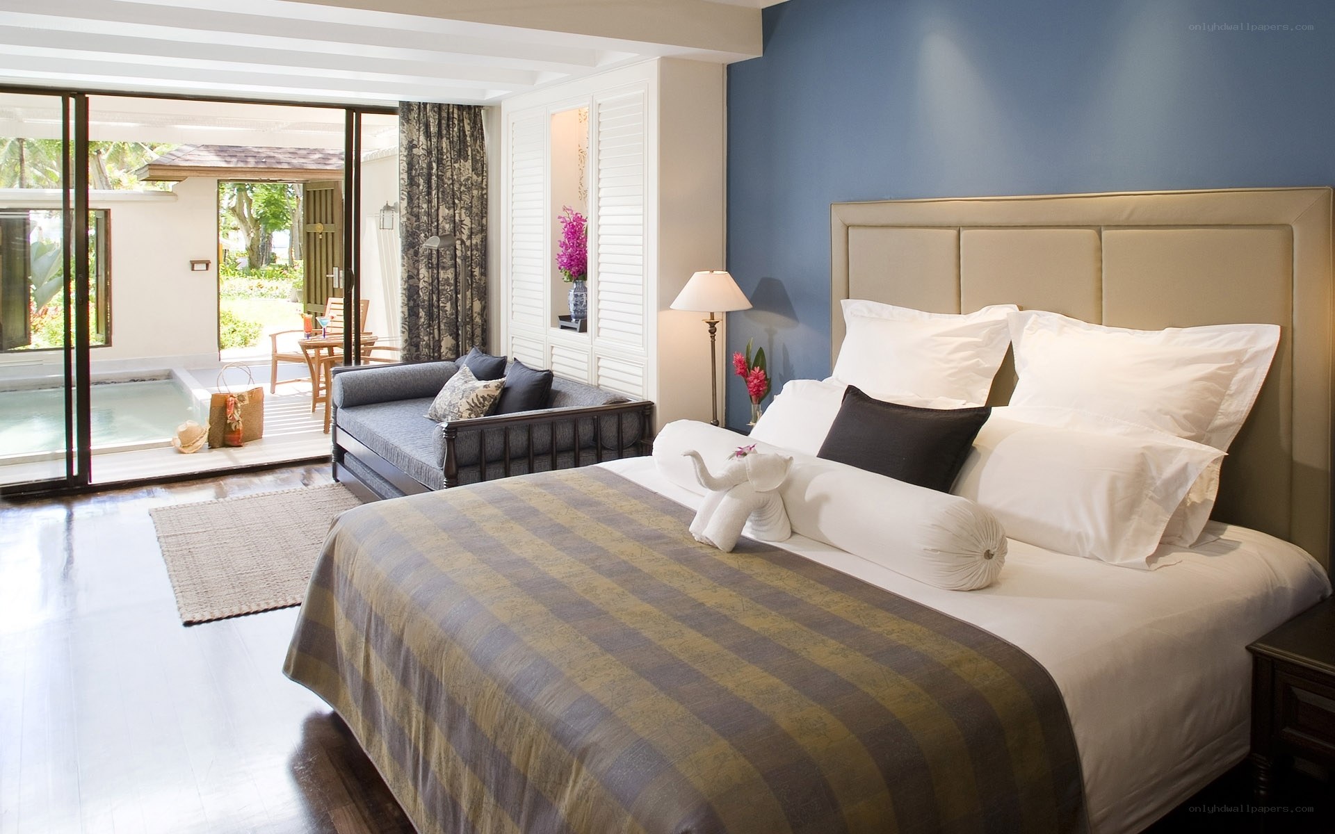 Luxury hotel room with private pool