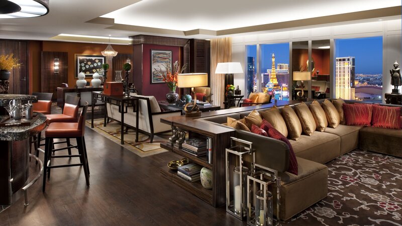 Luxury Hotel Suite — Brown, Elegant, Night