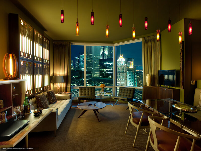 Luxury Hotel Suite — Green, Modern, Night