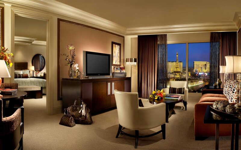Luxury hotel suite with city view