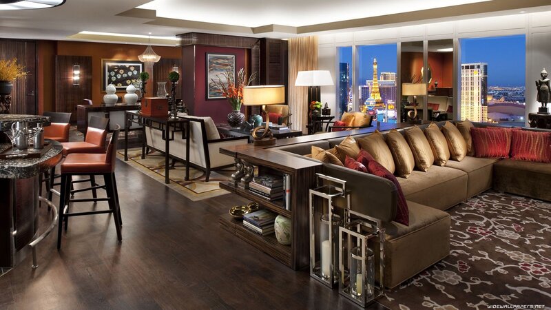 luxury hotel suite with city view