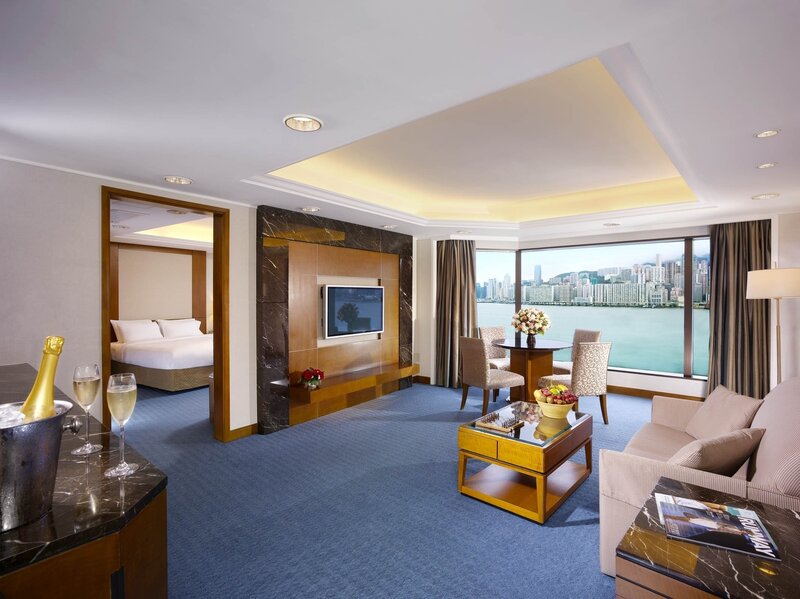 Luxury hotel suite with city view