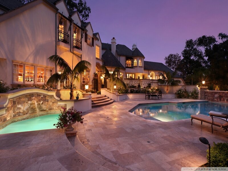 Luxury House at Dusk — Purple