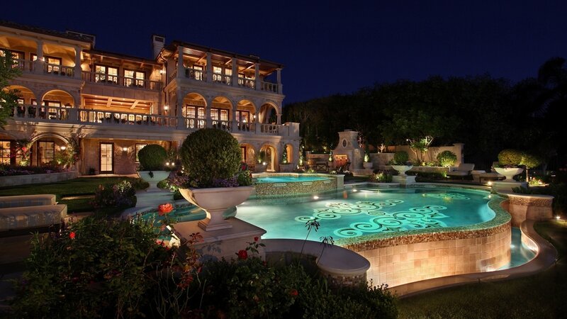 Luxury House at Night — Blue, Serene