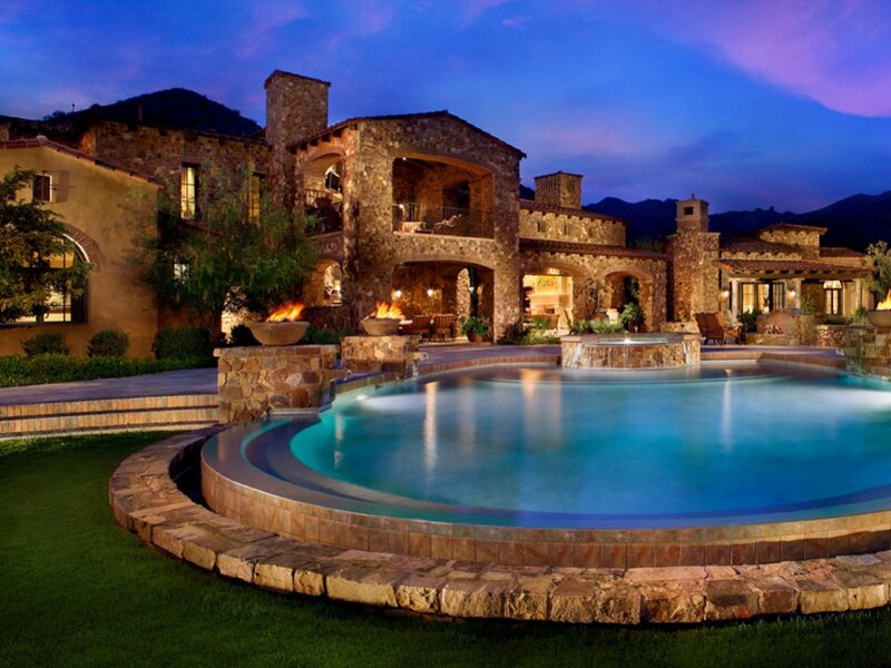Luxury House with Pool — Blue, Serene, Night