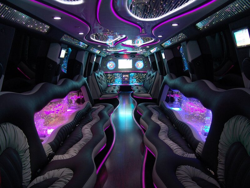 luxury limo interior with lights