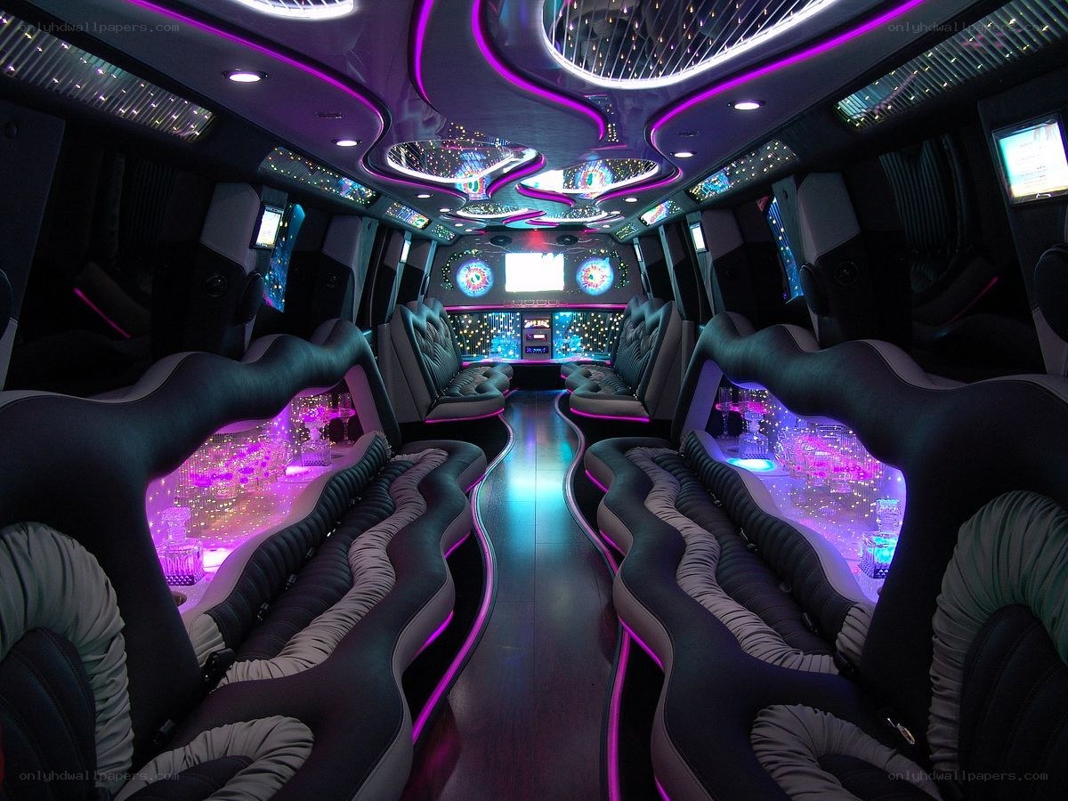 luxury limo interior with lights