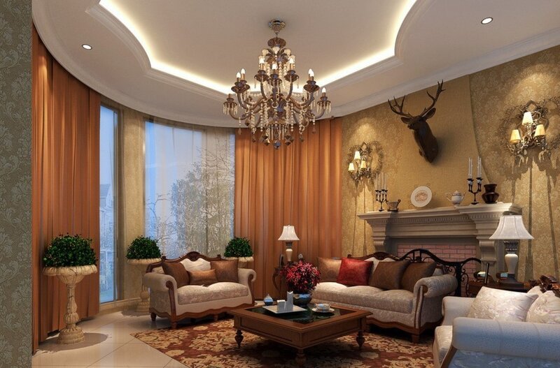 Luxury Living Room — Beige, Elegant