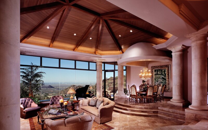 Luxury Living Room — Brown, Elegant, Afternoon