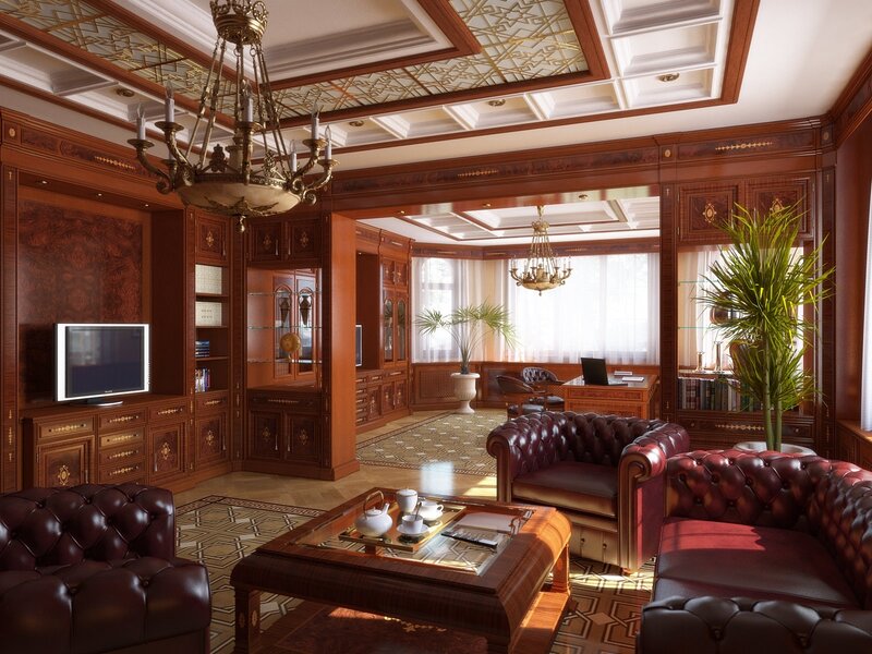 Luxury Living Room — Brown, Opulent