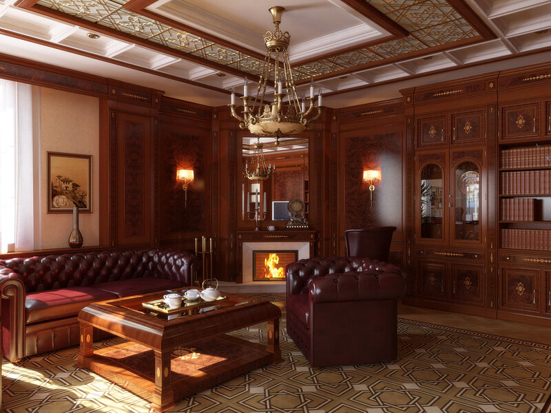 Luxury Living Room — Brown