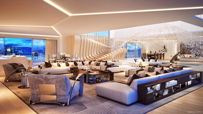 Luxury Living Room Interior — White
