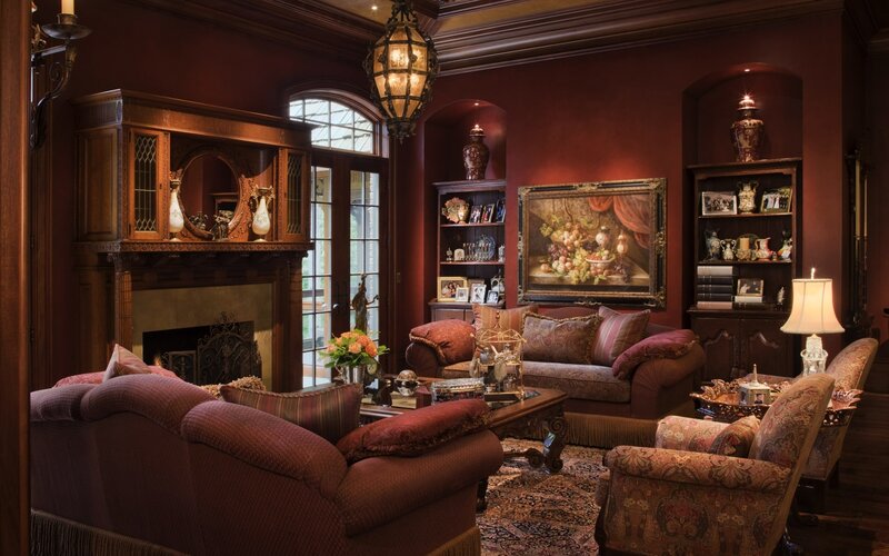 Luxury Living Room — Maroon