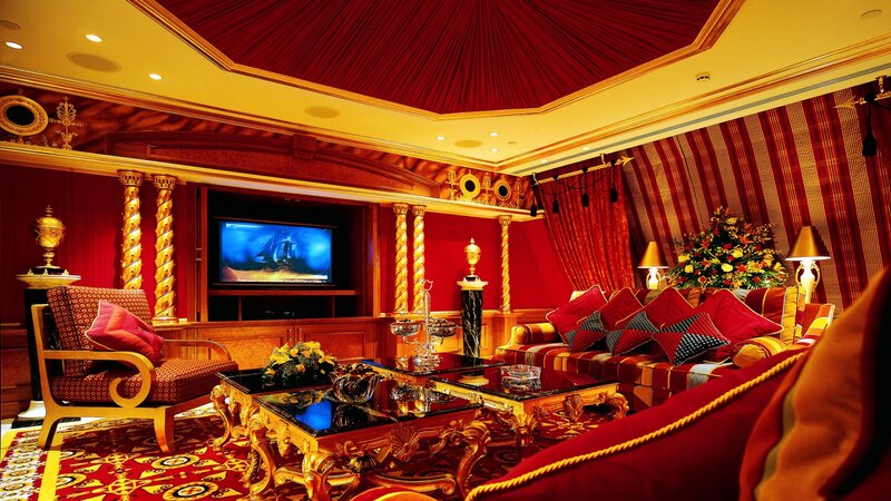 Luxury Living Room — Red, Opulent