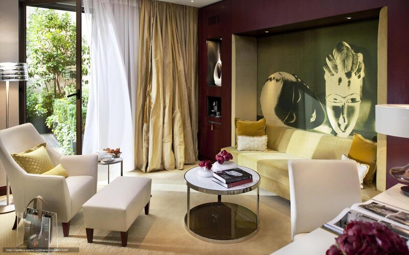 Luxury living room with art and garden view