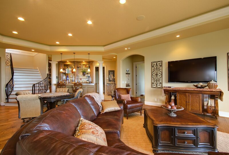 Luxury living room with bar area