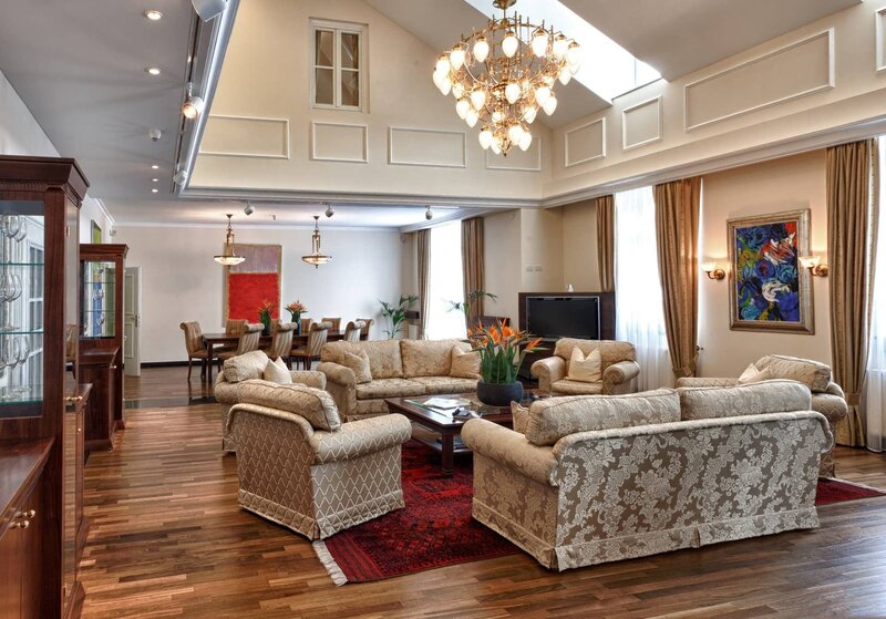 Luxury living room with chandelier