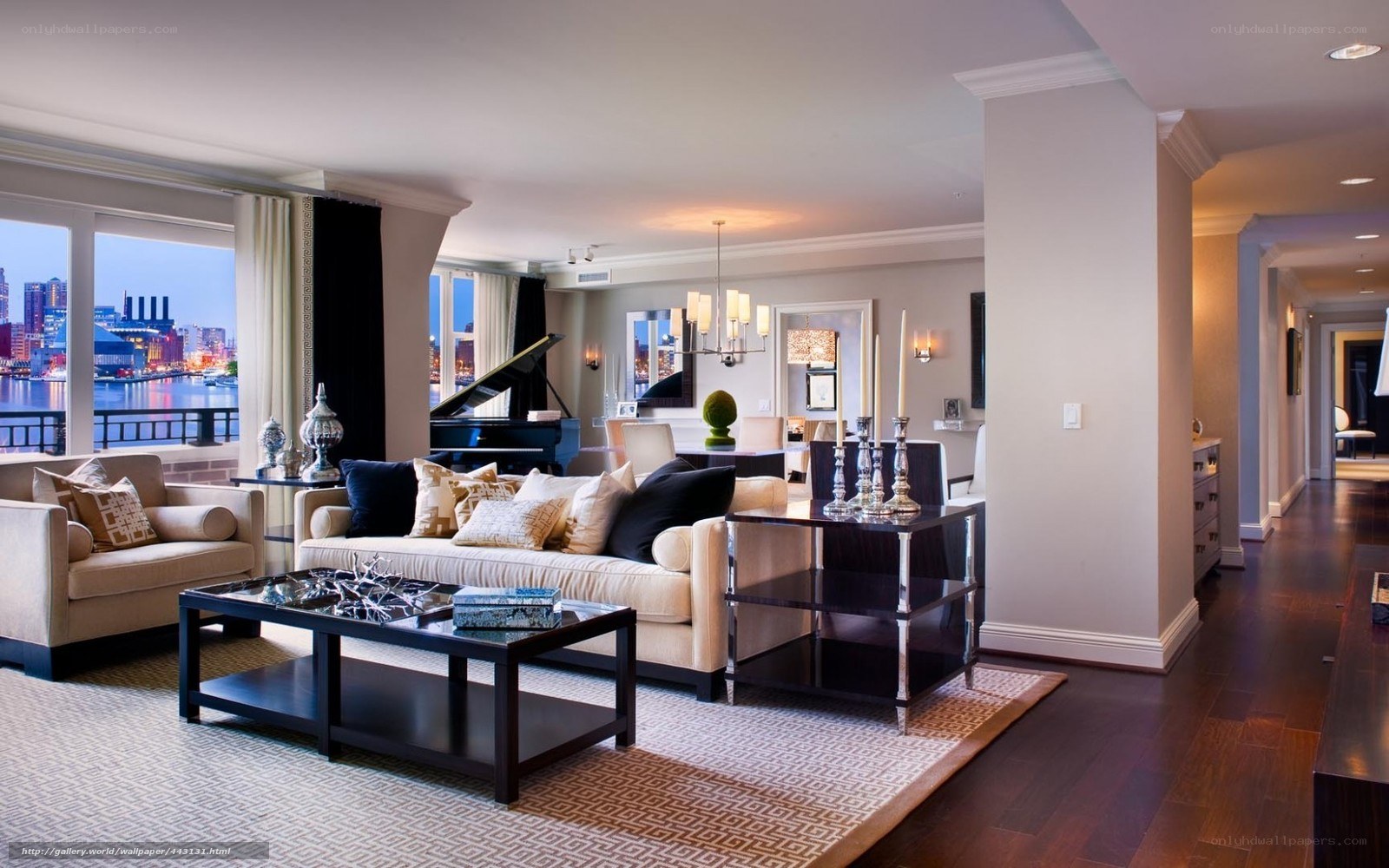 Luxury living room with city view