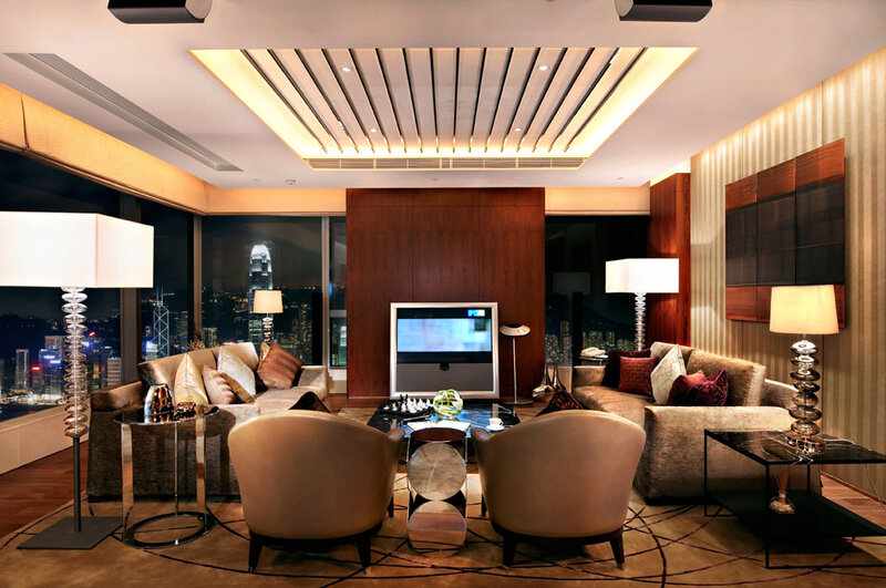 luxury living room with city view