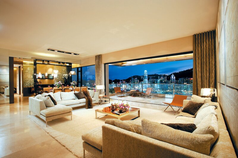 Luxury living room with city view