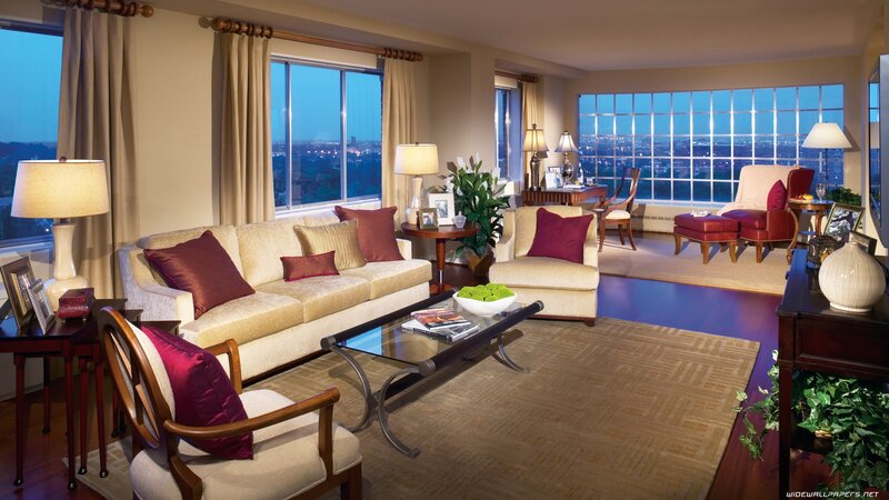 Luxury living room with city view