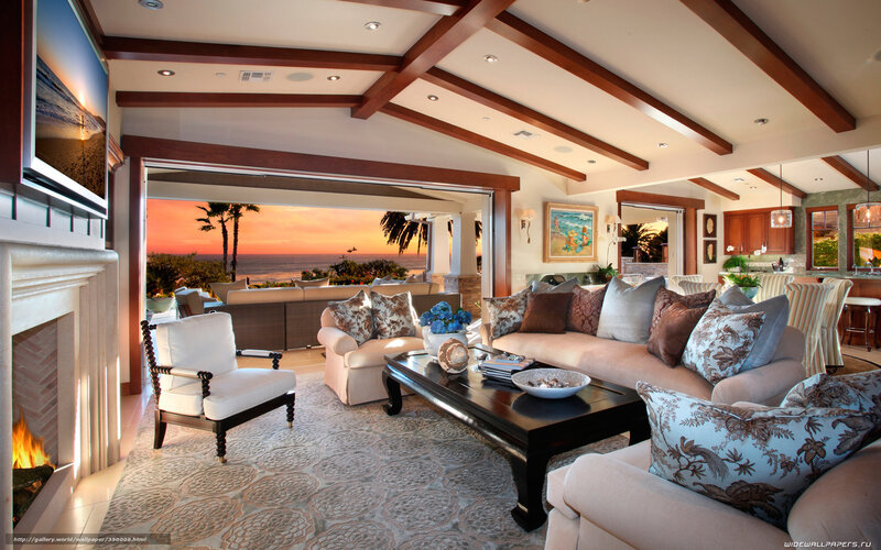 Luxury living room with ocean view
