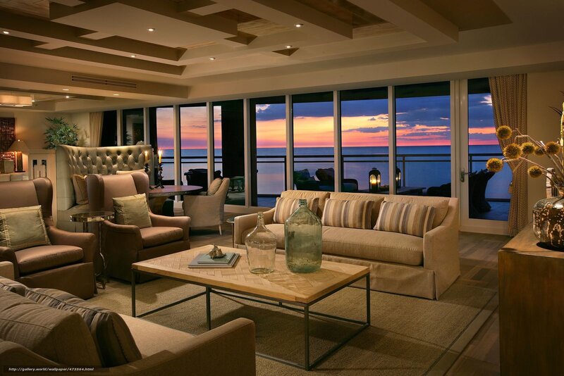 Luxury living room with ocean view