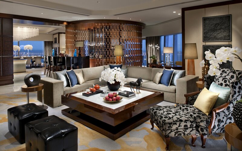 Luxury living room with ocean view