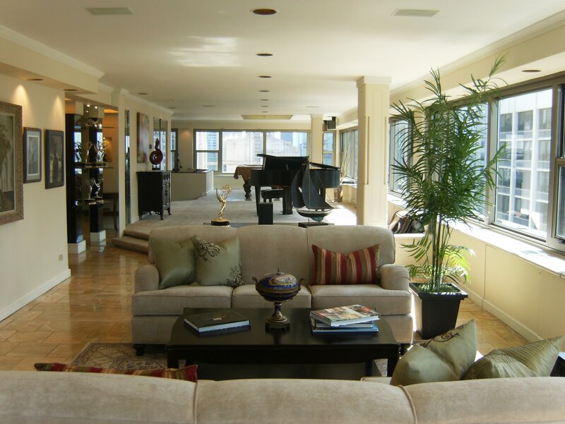 Luxury living room with piano