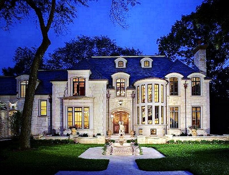 luxury mansion at night
