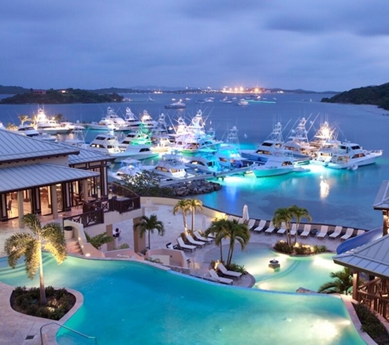 Luxury Marina at Dusk — Blue