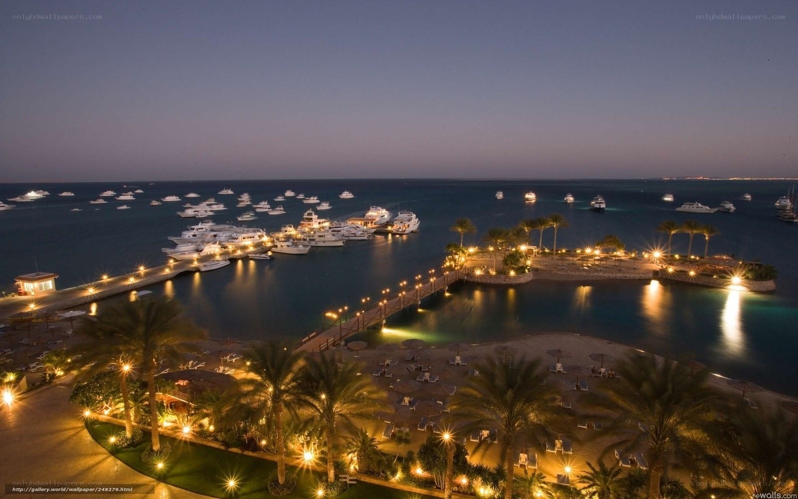 luxury marina at dusk