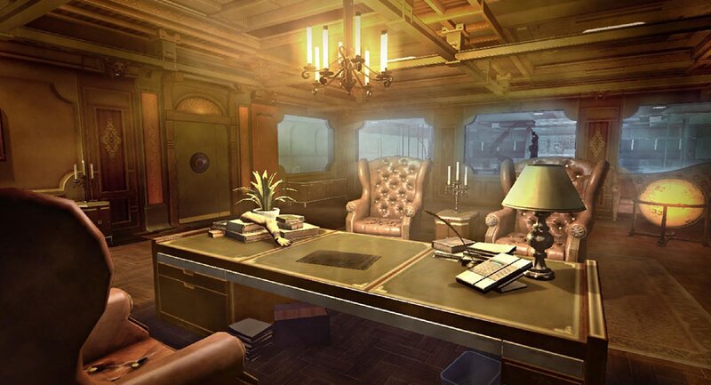 luxury office with desk and chairs