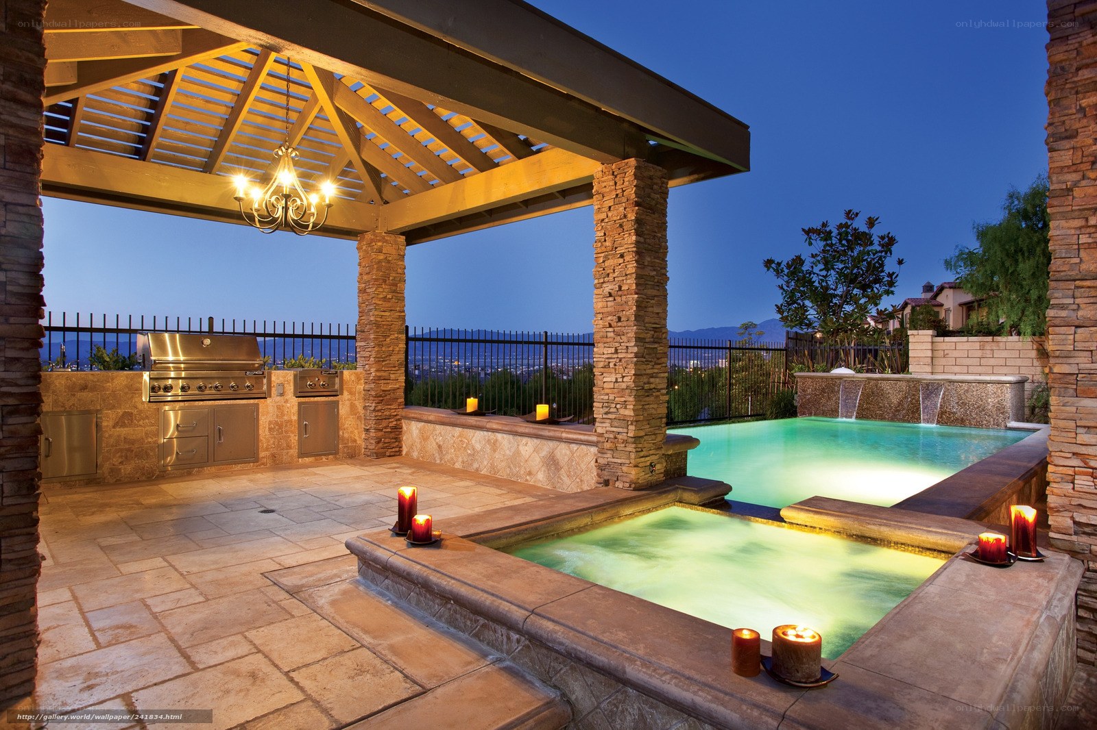 Luxury outdoor pool and kitchen