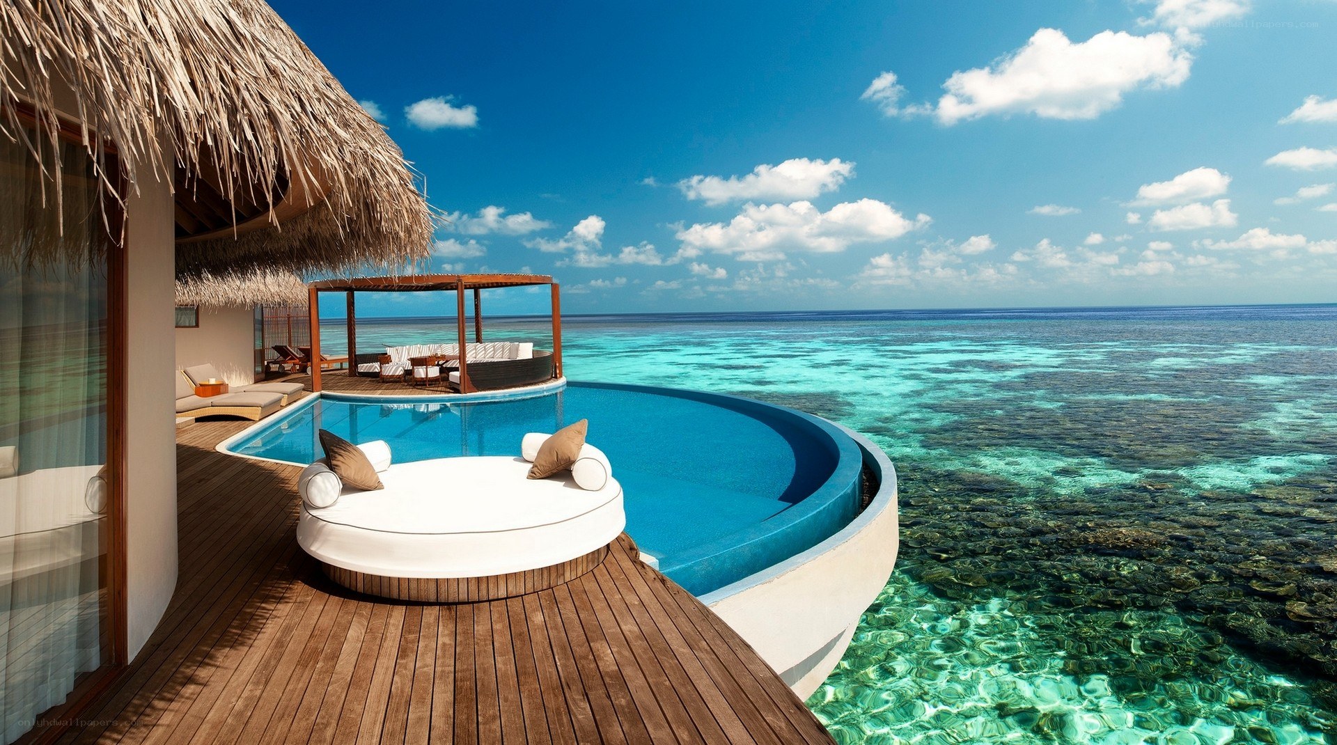 Luxury overwater villa with pool