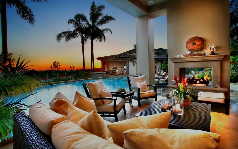 Luxury patio at sunset