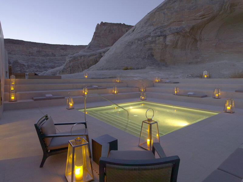 Luxury Pool at Dusk — Beige