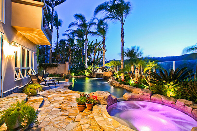 Luxury Pool at Dusk — Blue