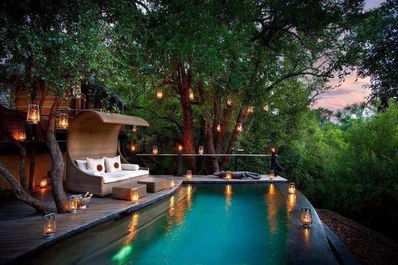 Luxury Pool at Dusk — Green, Serene