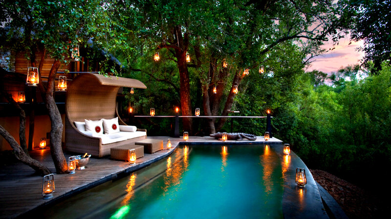Luxury Pool at Dusk — Green