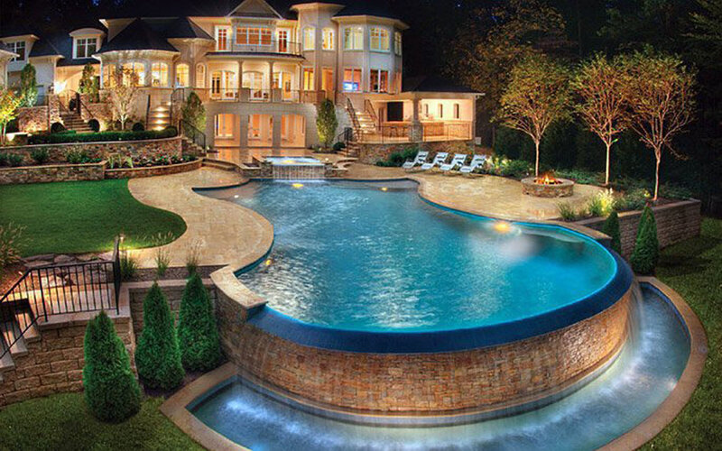 Luxury Pool at Night — Blue