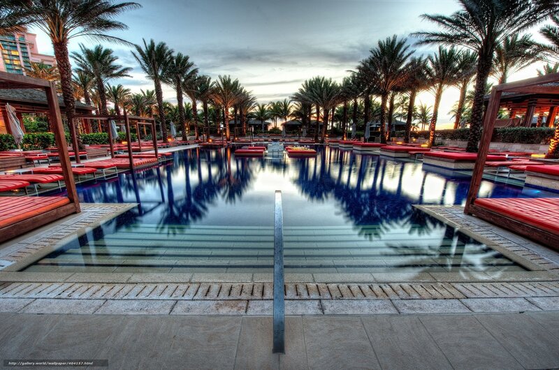 Luxury pool at sunset