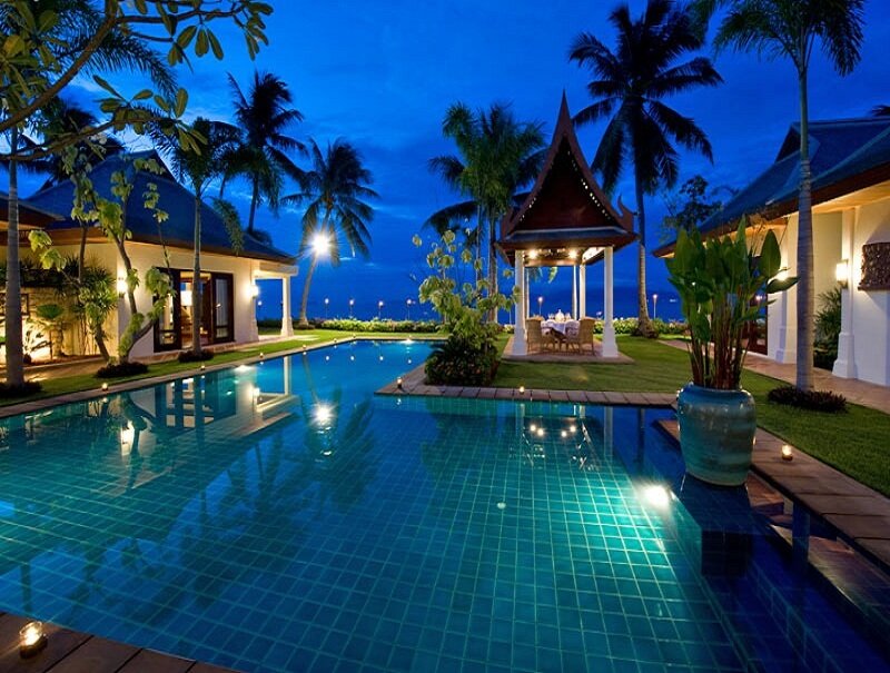 Luxury pool at twilight