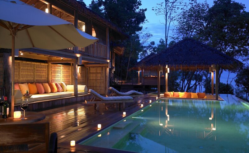 Luxury Pool Villa at Dusk — Blue